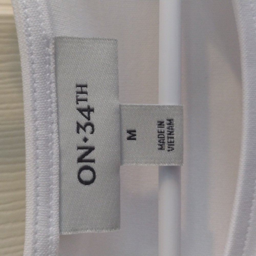 ON Women's White Short Sleeve Tie-Front Tee - Picture 2 of 4
